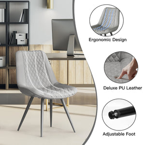 English Elm Modern Dining Chairs Set Of 2 - Ergonomic Pu Leather With Metal Legs, Stylish & Durable For Dining T3950P394500