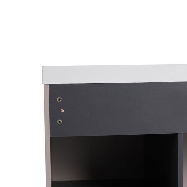 English Elm 48" Modern Freestanding Bathroom Vanity with Integrated Basin, Adjustable Shelf & 3 Metal Handles khaki W999P241062