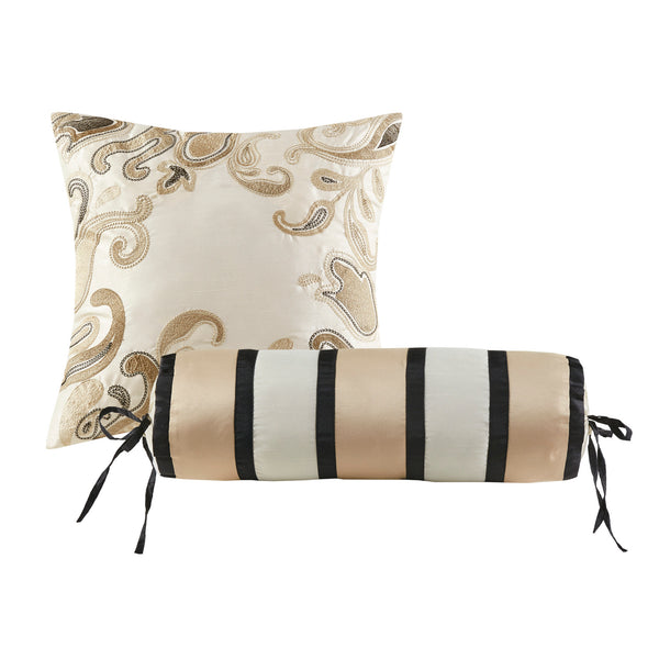 English Elm 12 Madison Park Aubrey 12-Piece Queen Comforter Set Paisley Jacquard with 200TC Cotton Sheets, Gold Accents Black 18.9 L x 24.02 W x 15.35 H B035128819