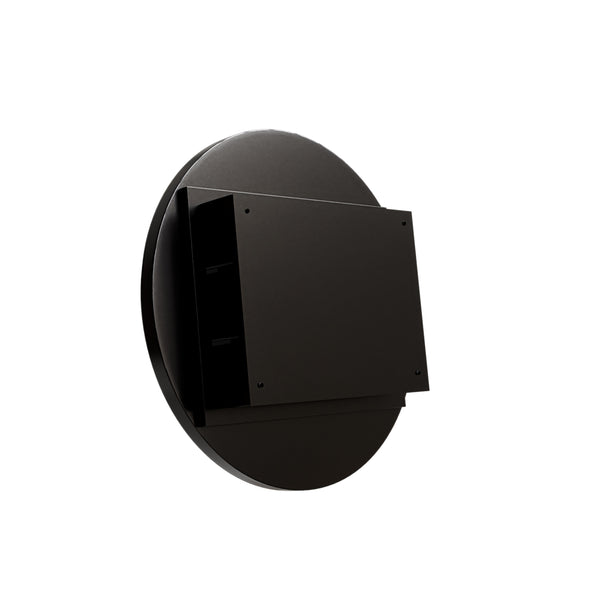 English Elm 23.6 Inch Round Matte Metal Medicine Cabinet with Mirrored Door and Adjustable Shelves Black W1435P312263