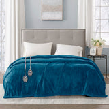 Beautyrest Heated Plush Casual Blanket BR54-1930 Teal