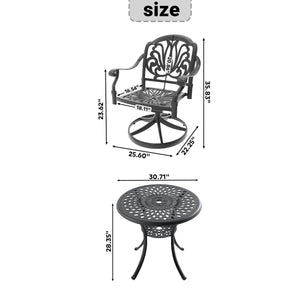 English Elm 5-Piece All-Weather Cast Aluminum Dining Set With Cushioned Swivel Chairs & Umbrella Hole Table W1710S00259