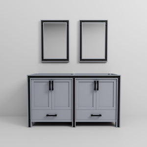 English Elm Dark Grey Double Bath Vanity Set With Mirrors - 60" W X 22" D, Stylish Storage Solution For Your Bath B2731S00581