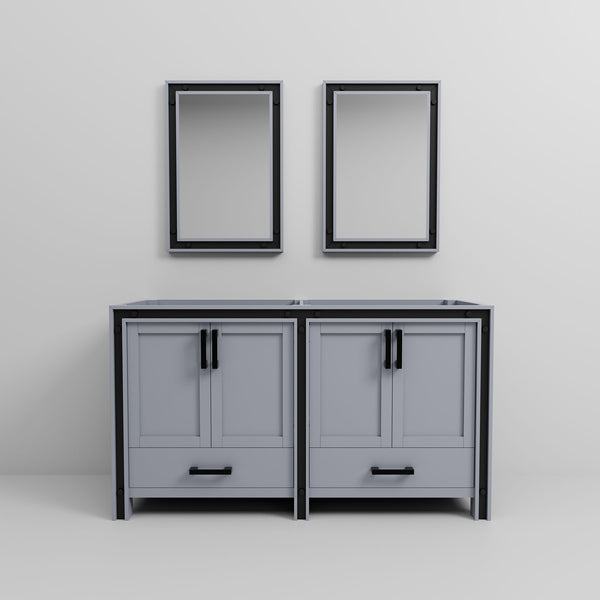 English Elm Dark Grey Double Bath Vanity Set With Mirrors - 60" W X 22" D, Stylish Storage Solution For Your Bath B2731S00581