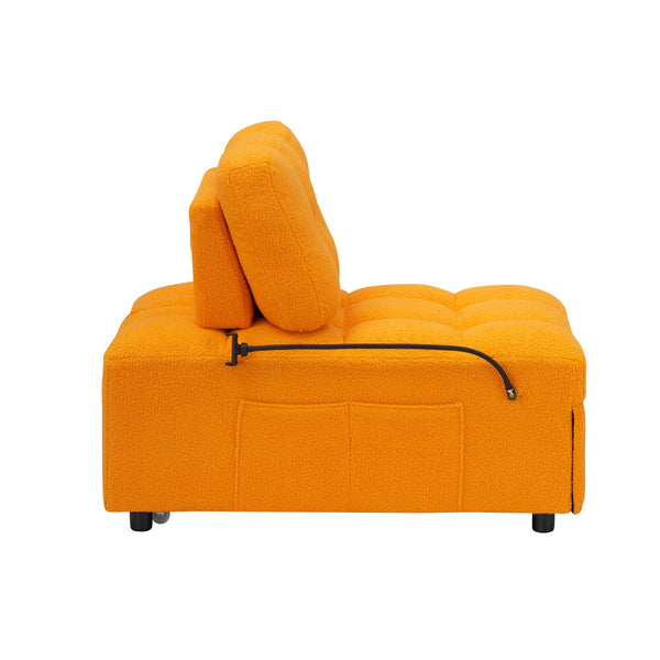 English Elm 40.20 Inch Convertible Teddy Fabric Sofa Bed Compact Sleeper for Apartment Living Room W1658P216827