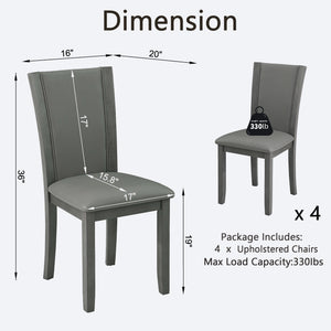 English Elm Dining Chairs Set of 4 Rubberwood Frame with Padded Faux Leather Ergonomic Seats Gray W1998P248088