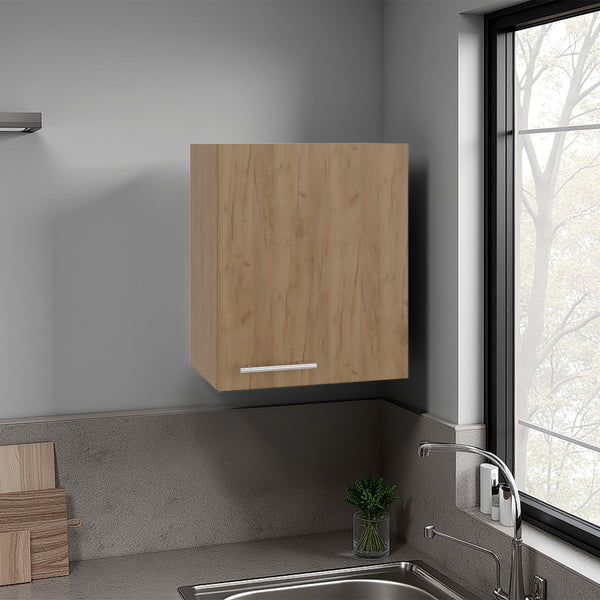 English Elm Manchester White Wall Mounted Cabinet Two Shelf Single Door Bathroom Kitchen Storage Natural Wood B200P474563