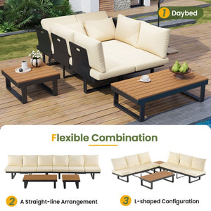 English Elm Outdoor Sectional Sofa Set - Stylish Modular Patio Seating With Adjustable Recline & Storage Solutions N719Z000170A-GIGA