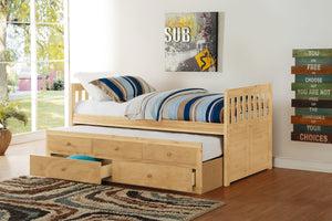 English Elm Twin/twin Trundle Captain Bed Solid Pine with Storage Drawers for Youth Bedrooms B011S02454