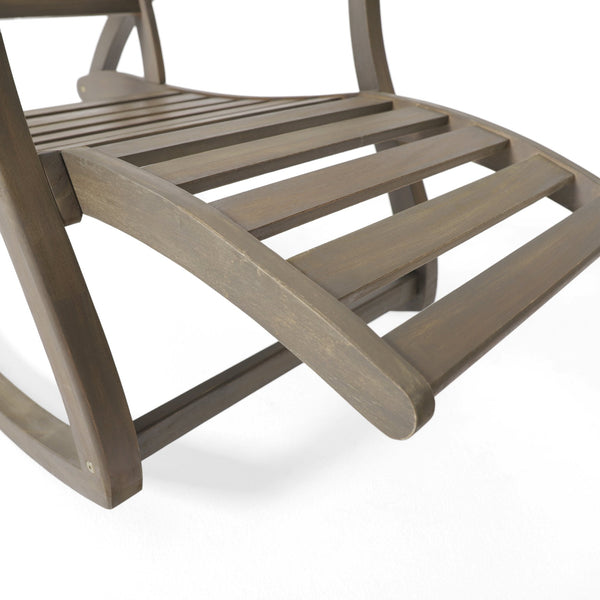 English Elm Christopher Knight Home® - Outdoor Acacia Wood Rocking Chair with Retractable Footrest, Durable Weather-Resistant Porch Patio Seating Comfortably Grey 63337.00GRY