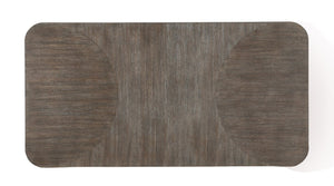Hooker Furniture Modern Mood Leg Dining Table With Alabaster Diamond Finish, Pewter Accents, Extendable To 110" Medium Brown 6850-75200-89