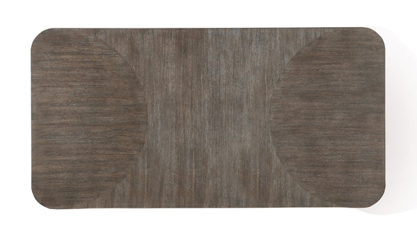 Hooker Furniture Modern Mood Leg Dining Table With Alabaster Diamond Finish, Pewter Accents, Extendable To 110" Medium Brown 6850-75200-89