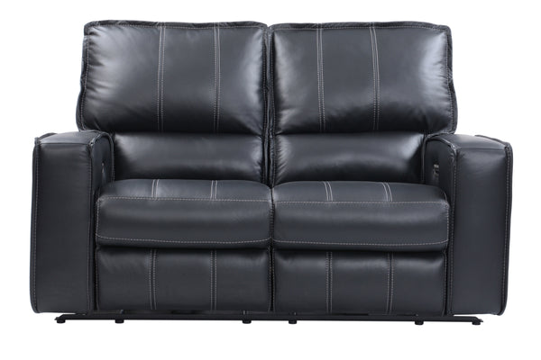 Parker House Rockford - Verona Black Power Reclining Sofa And Loveseat Black Top Grain Leather With Match (X) Mroc-32ph-vbk