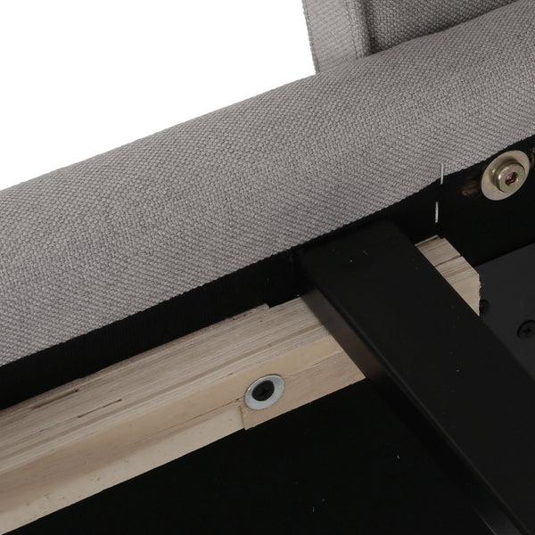 English Elm Queen Wingback Platform Bed Tufted Polyester Upholstery Solid Birch Legs Bedroom 60542.00LGY-Q-FULL BED