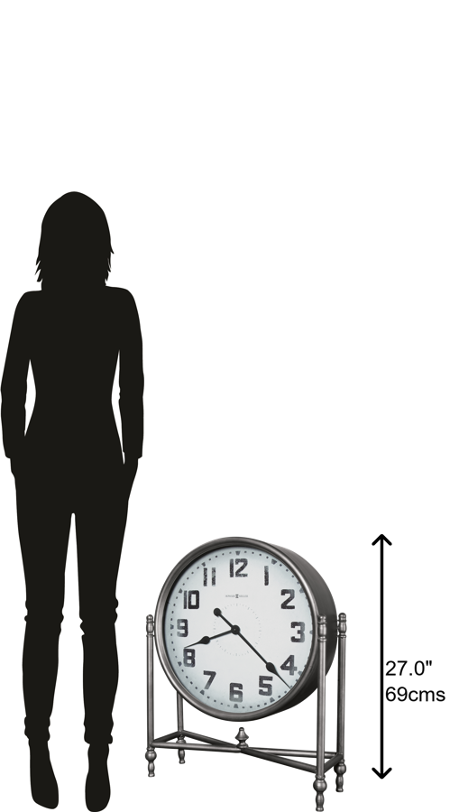 Hekman Furniture 635222 Oversized Metal Accent Clock - Stylish Charcoal Finish With Vintage Aged Dial & Base Design  Childress Mantel Clock 635222