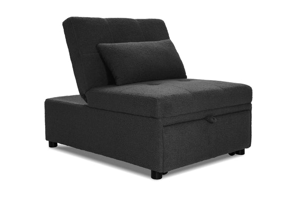 English Elm Contemporary Black Sherpa Sleeper Sofa Chair with Tufted Seat, Pull-Out Bed, Pillow Included, Armless B011P367881