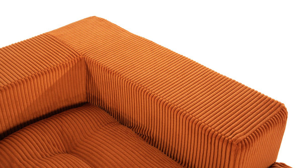 English Elm 101" Modular Cloud Sectional Corduroy Upholstered Sofa Reversible Chaise Living Room Orange W1170S00054