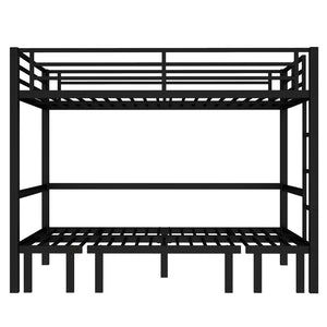 English Elm Queen Metal Bunk Bed - Versatile Queen-Over-Queen With Pull-Out Lower Section & Safety Rails, Black W1580S00208-GIGA