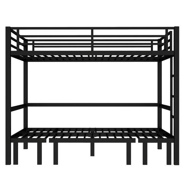 English Elm Queen Metal Bunk Bed - Versatile Queen-Over-Queen With Pull-Out Lower Section & Safety Rails, Black W1580S00208-GIGA