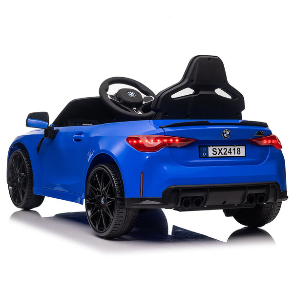 English Elm Bmw M4 Licensed Kids Ride on Car with Parental Remote Dual Motors and Led Lights Blue W1578P214204