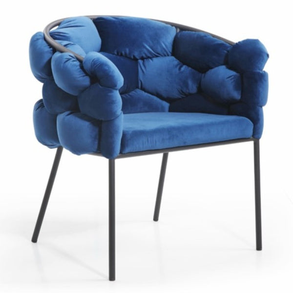 VIG Furniture Debra Velvet Upholstered Seat With Semi-Spherical Back And Black Metal Frame — Plush, Modern Comfort Blue Dining Chair VGVCB202-BLU