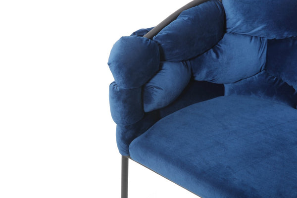 VIG Furniture Debra Velvet Upholstered Seat With Semi-Spherical Back And Black Metal Frame — Plush, Modern Comfort Blue Dining Chair VGVCB202-BLU