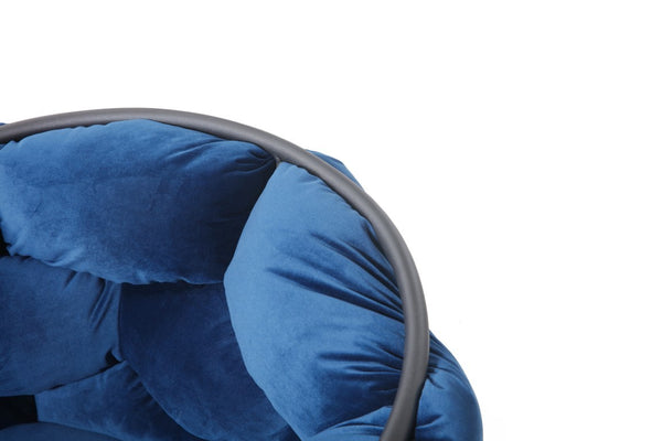 VIG Furniture Debra Velvet Upholstered Seat With Semi-Spherical Back And Black Metal Frame — Plush, Modern Comfort Blue Dining Chair VGVCB202-BLU