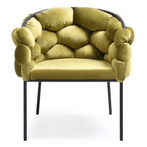 VIG Furniture Debra Velvet Upholstered Seat With Semi-Spherical Back And Black Metal Frame — Plush, Modern Comfort Green Dining Chair VGVCB202-GRN