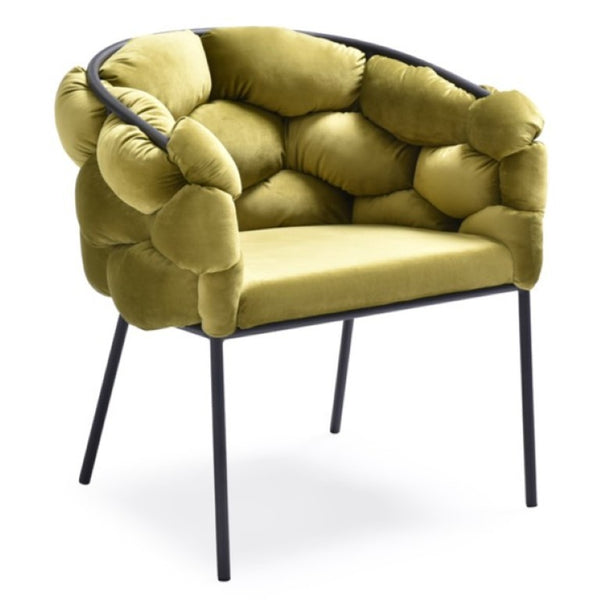 VIG Furniture Debra Velvet Upholstered Seat With Semi-Spherical Back And Black Metal Frame — Plush, Modern Comfort Green Dining Chair VGVCB202-GRN