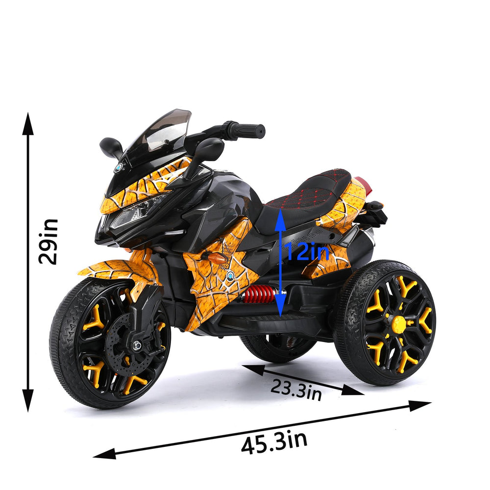 English Elm Kids Electric Three Wheel Motorbike 12v Ride on with Light up Wheels and Pu Seat W1760P252056