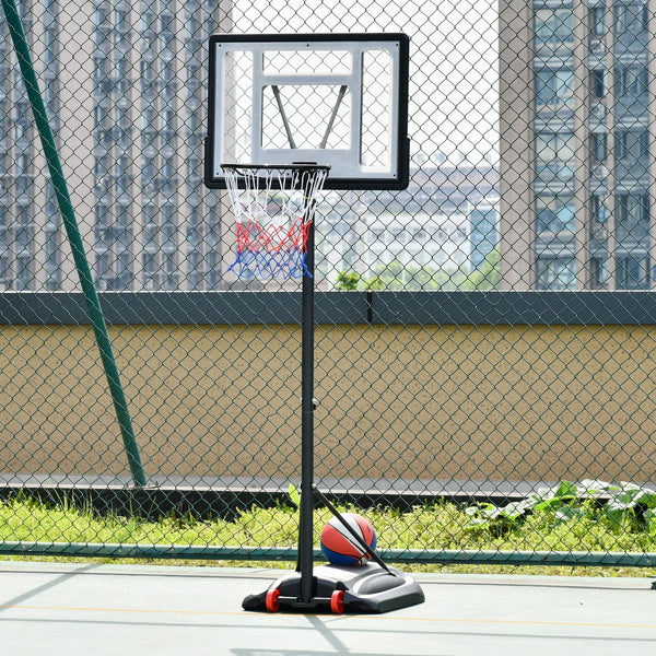 English Elm Soozier Portable Basketball Goal Steel Frame Adjustable Height Backboard with Wheels W2225P217773