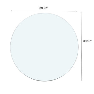 English Elm Tempered Glass Top 39.3" Round Table Surface - Durable, Elegant, Easy-Clean Tempered Glass Design W1718P352121-GIGA