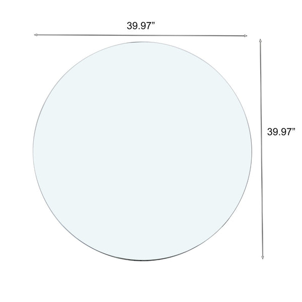 English Elm Tempered Glass Top 39.3" Round Table Surface - Durable, Elegant, Easy-Clean Tempered Glass Design W1718P352121-GIGA