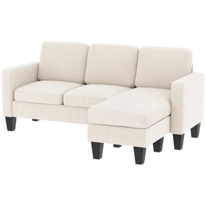 English Elm Conversation Corduroy L-shaped Sectional Sofa Nordic Low-profile Living Room Couch T3971S00114