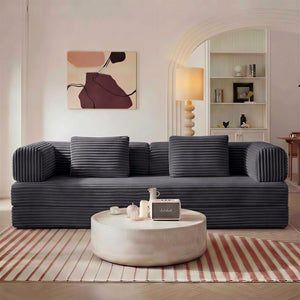 English Elm Compression Corduroy Modular Floor Sofa Sleeper Loveseat Tatami Sectional for Living Room Antique Grey W1919P414173