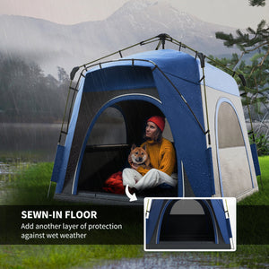 English Elm Outsunny 4 Person Hydraulic Pop up Camping Tent with Ventilated Windows Carry Bag W2225P229407
