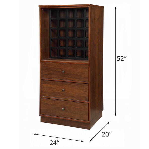 English Elm Walnut Finish Wine Cabinet with 25 Bottle Rack and Three Drawers for Dining Room B062P209332