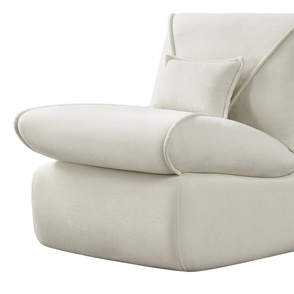 English Elm Compressed Lounge Chair with Ottoman - Space-Saving Chenille Upholstered Sofa, High-Density Foam Comfort Beige W1036P251827