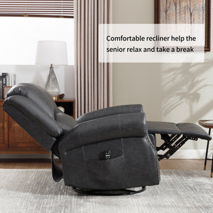 English Elm Heat Massage Rocker Swivel Recliner Chair with Lumbar Relief Nodes for Living Room Grey W3224S00030