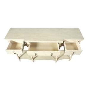 English Elm [video] Solid Pine Console Table Ornate Carved Legs Copper Hardware Soft-close Drawers White N759P433566K