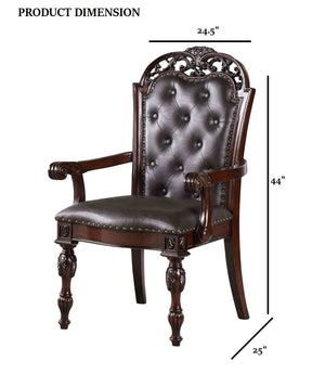 English Elm Traditional Elegant 2pc Arm Chair Set with Upholstered Seats, Ornate Corbels, Solid Rubberwood Finish Brown,Cherry,Espresso 46 L x 24 W x 16 H B2741P408854