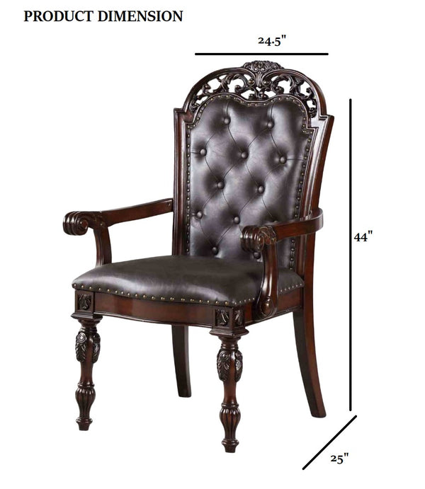 English Elm Traditional Elegant 2pc Arm Chair Set with Upholstered Seats, Ornate Corbels, Solid Rubberwood Finish Brown,Cherry,Espresso 46 L x 24 W x 16 H B2741P408854