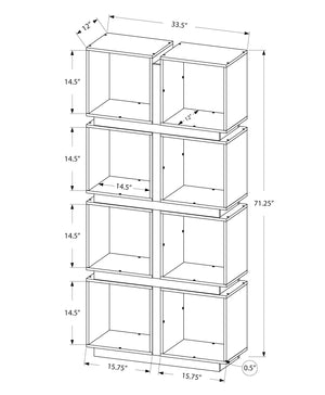 English Elm Bookshelf, 5-Tier 71" Modern Etagere with 8 Cube Shelves, Two-Tone White & Cedar Grey Room Divider B2710P219604