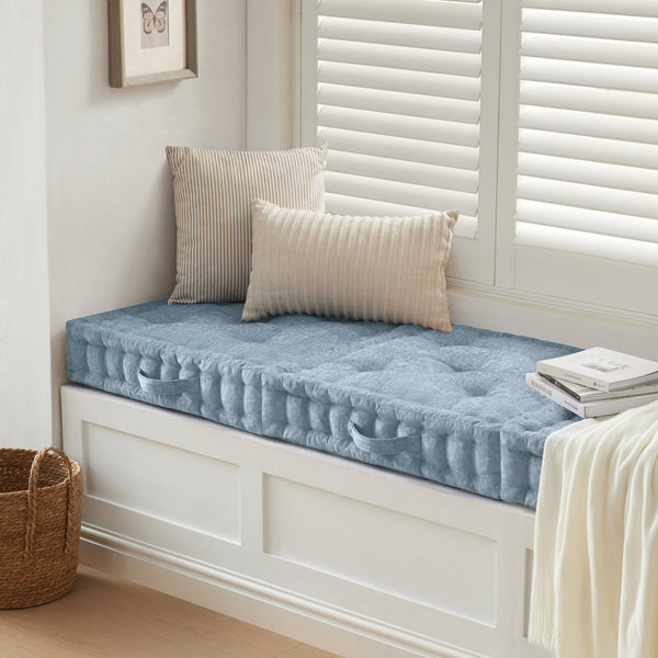 English Elm Poly Chenille Square Floor Pillow Cushion Plush 24x24 Inch Soft Polyester Seat Pad for Cozy Living Spaces Aqua Blue 3.22 L x 23.03 W x 12.8 H B035P280523