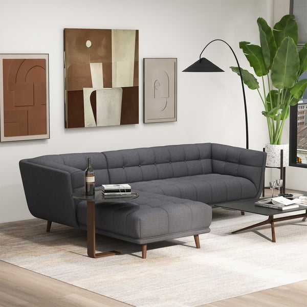 English Elm Ashcroft Furniture - Addison Left Sectional Sofa – Stylish Ash Grey Fabric, Mid-Century Design, Perfect For Small Spaces! B183S00148