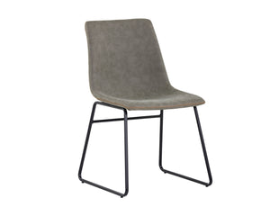 Sunpan Cal Dining Chair Set of 2 - Compact Mid-Century Design with Zigzag Stitch and Sleek Steel Frame Antique Grey