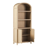 Chantelle Modern Arched Bookcase with Statement Wood Cabinet Pulls Coastal Oak WECHA41OS2CO0 Walker Edison