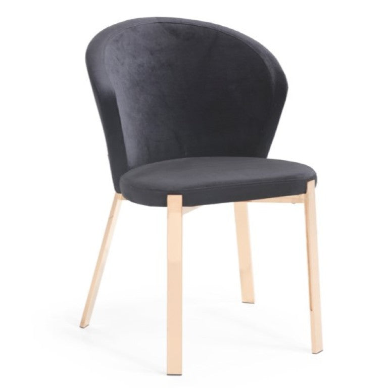 VIG Furniture Nadia Black Velvet Wingback Dining Chairs Set Of 2 With Rosegold Legs — Glam Comfort & Durable Style VGVCB209-BLKRG