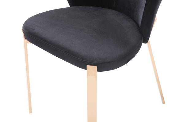 VIG Furniture Nadia Black Velvet Wingback Dining Chairs Set Of 2 With Rosegold Legs — Glam Comfort & Durable Style VGVCB209-BLKRG