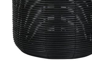 English Elm Lighting, 22.5" Modern Black Rattan Table Lamp With Ivory Shade - Stylish Home Decor Accent Piece B2710P220150